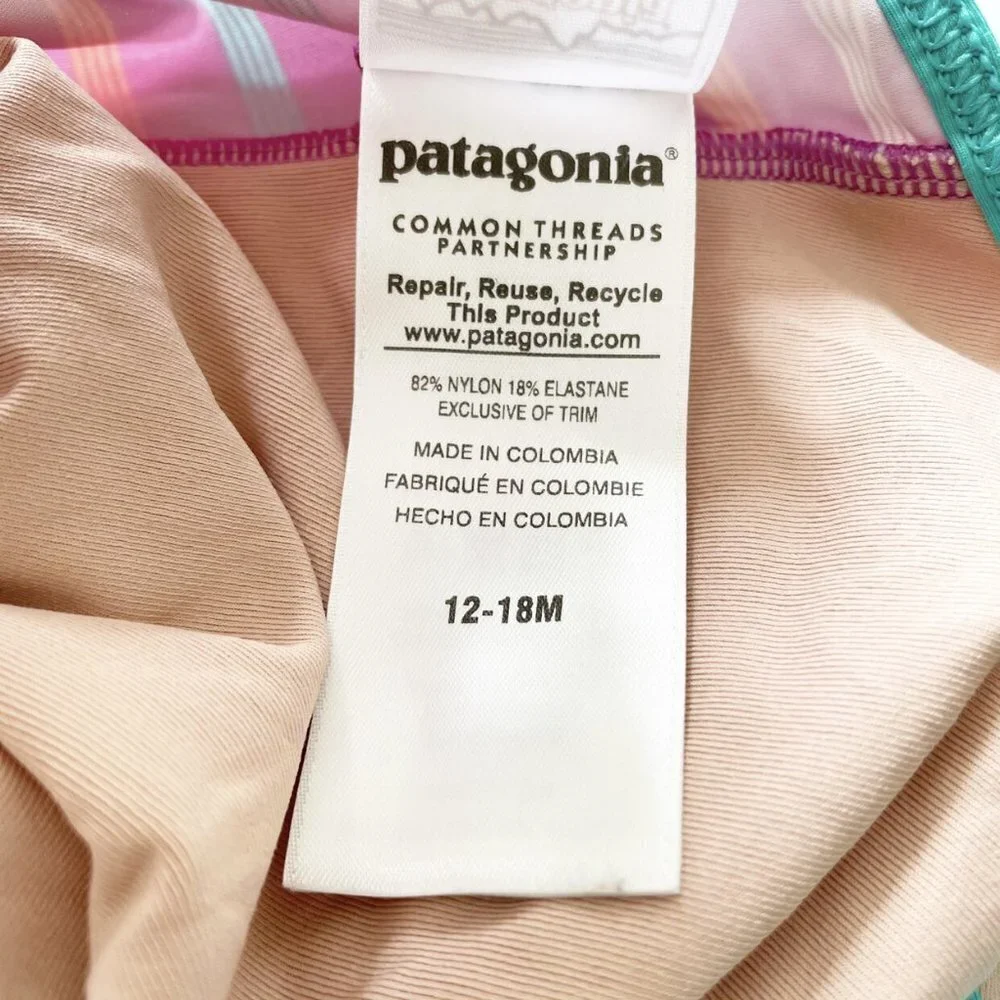 Patagonia Cross Back Ruffle Striped Swimsuit